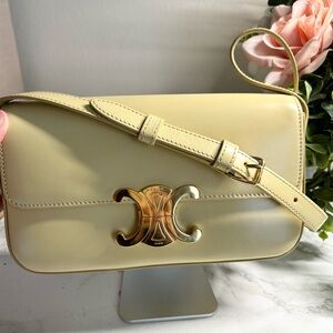 SOLD Pristine Celine Triomphe Shiny Calfskin Shoulder bag, yellow